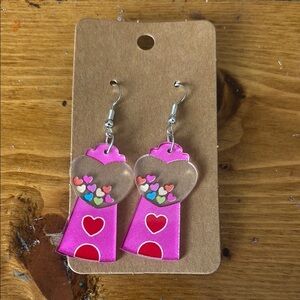 🍭 5 for $30 Pink Heart Gumball Machine Earrings